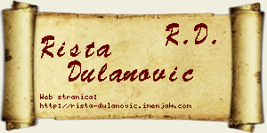 Rista Dulanović vizit kartica